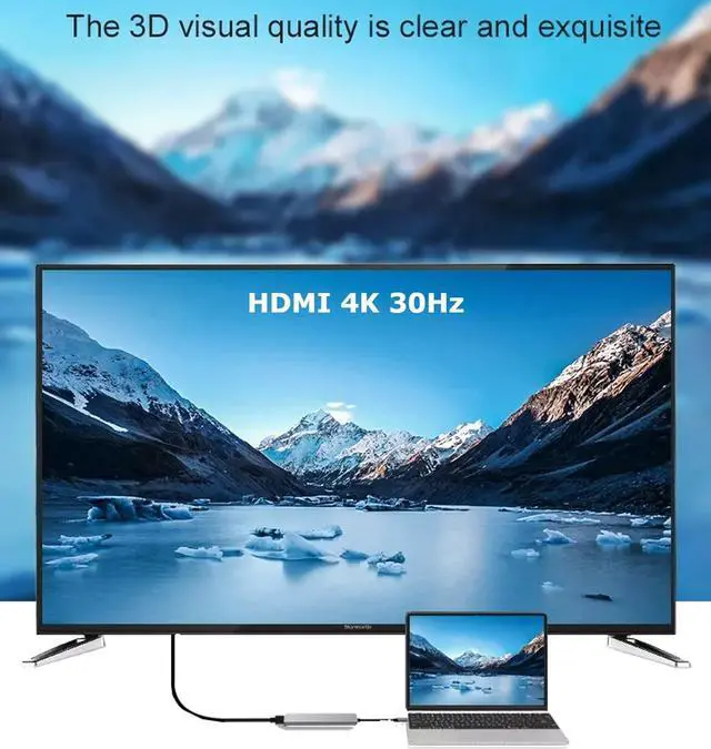 Alt view image 7 of 7 - MOBLINE 7 in 1 USB C HUB Multi Port Adapter for Tablet/Laptop/MacBook Docking Station Type C to 4K HDMI USB 3.0 USB 2.0 SD/TF USB C PD 100W