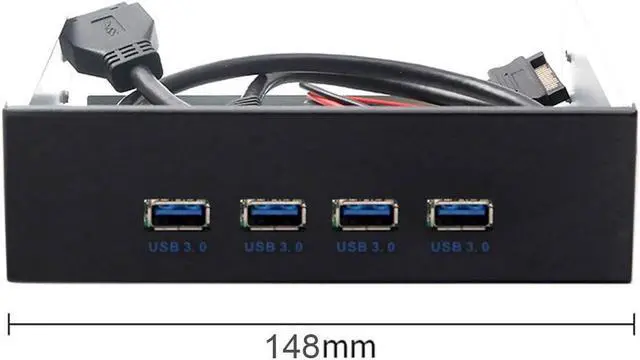 Alt view image 3 of 7 - JSER USB 3.0 HUB 4 Ports HUB Front Panel to Motherboard 20Pin 19Pin Header Connector Cable Compatible for 5.25" CD-ROM Bay