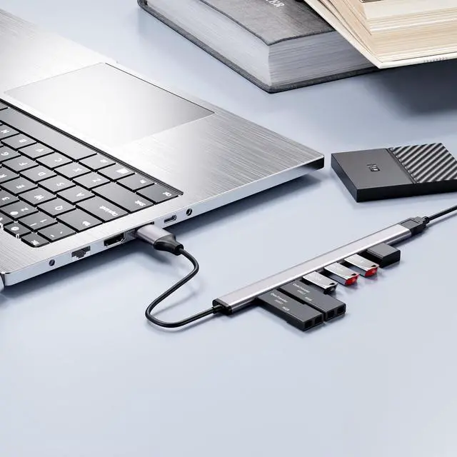 Alt view image 4 of 7 - USB 3.0 hub Aluminium USB 3.0 7 Port Hub Expander Ultra Slim Portable Data Hub for MacBook Laptop PC Mac Pro Mac mini iMac Surface Pro and More