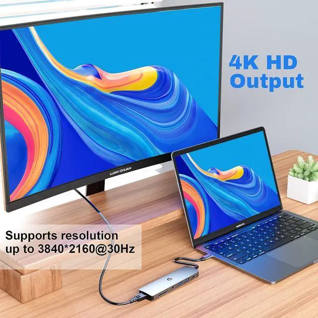 Alt view image 2 of 7 - TOTU USB C Hub, 7 in 1 USB C Dock with 4K HDMI, 2 USB 3.0, USB C 3.0, 100W Type C PD, SD/TF Card Slot for MacBook Pro/Air and Other Type C Laptops