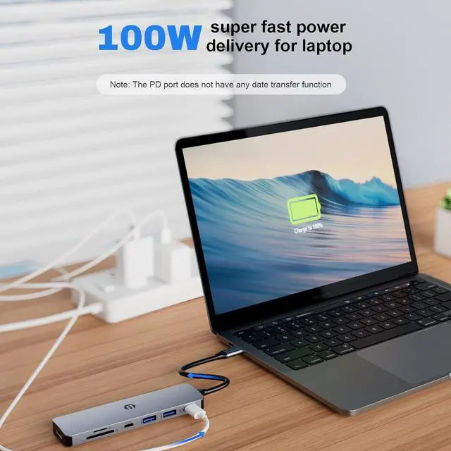 Alt view image 4 of 7 - TOTU USB C Hub, 7 in 1 USB C Dock with 4K HDMI, 2 USB 3.0, USB C 3.0, 100W Type C PD, SD/TF Card Slot for MacBook Pro/Air and Other Type C Laptops