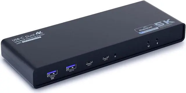 Main image of USB-C Display Link, 65W, Dual Display - x2 Display Port or x2 HDMI, 5k Single Monitor, USB-C Port x2, USB 3.0 x4, Gigabit RJ-45 Docking Station, For with Mac/HP/Dell/Lenovo/ASUS/ACER