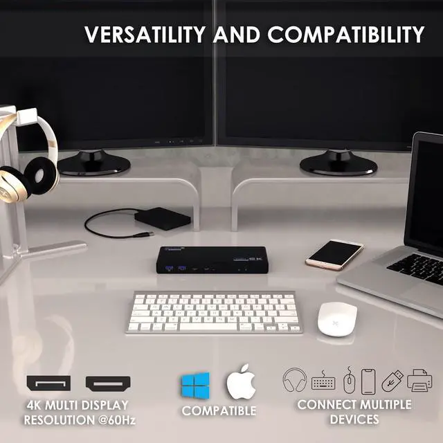 Alt view image 5 of 7 - USB-C Display Link, 65W, Dual Display - x2 Display Port or x2 HDMI, 5k Single Monitor, USB-C Port x2, USB 3.0 x4, Gigabit RJ-45 Docking Station, For with Mac/HP/Dell/Lenovo/ASUS/ACER