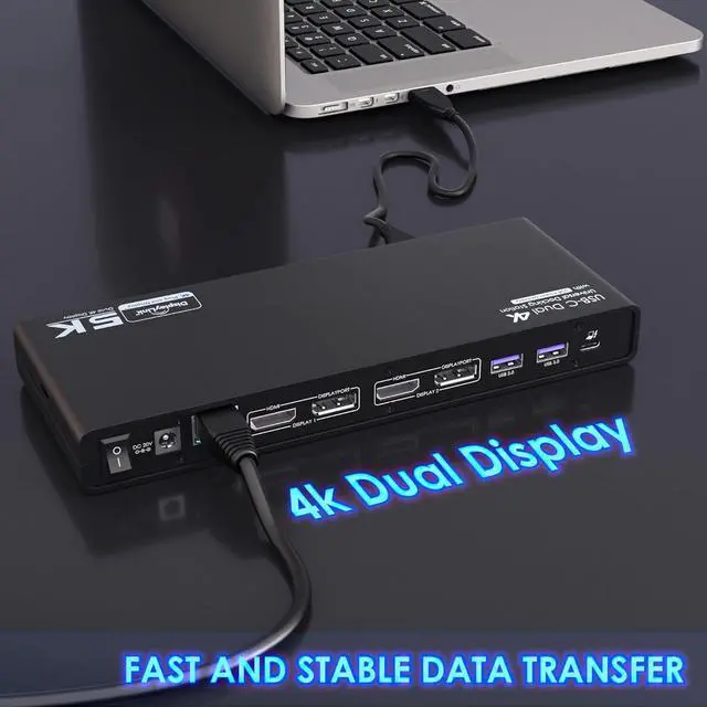 Alt view image 6 of 7 - USB-C Display Link, 65W, Dual Display - x2 Display Port or x2 HDMI, 5k Single Monitor, USB-C Port x2, USB 3.0 x4, Gigabit RJ-45 Docking Station, For with Mac/HP/Dell/Lenovo/ASUS/ACER