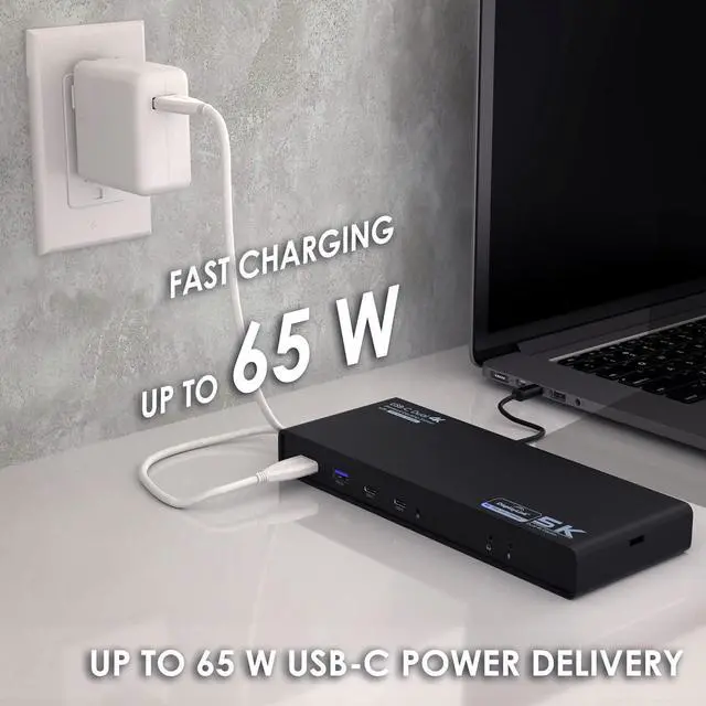 Alt view image 7 of 7 - USB-C Display Link, 65W, Dual Display - x2 Display Port or x2 HDMI, 5k Single Monitor, USB-C Port x2, USB 3.0 x4, Gigabit RJ-45 Docking Station, For with Mac/HP/Dell/Lenovo/ASUS/ACER
