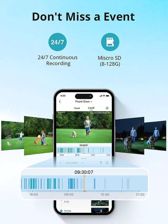 Alt view image 3 of 7 - Outdoor Security Camera - DEKCO 2K Pan Rotating 180° Wired WiFi Cameras for Home Security with Two-Way Audio, Night Vision, 2.4G Wifi, IP65, Motion Detection Alarm (2 Pack)