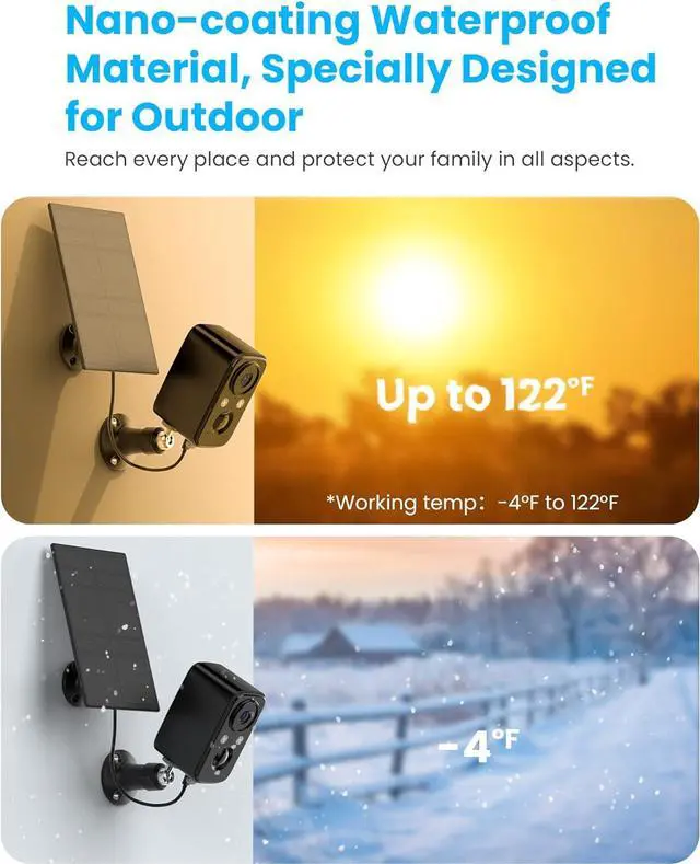 Alt view image 7 of 7 - FOAOOD Security Camera Wireless Outdoor with Solar Panel Cameras for Home Security, Indoor Camera with Color Night Vision, PIR Human Detection, 2-Way Talk, IP66 Waterproof, SD Card/Cloud Storage