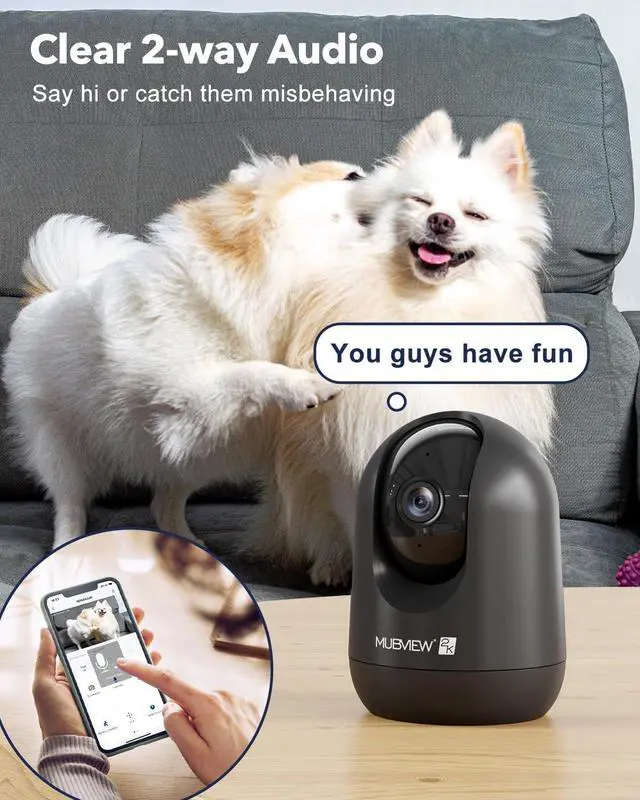 Alt view image 7 of 7 - MUBVIEW Cameras for Home Security, Indoor Security Camera, 2.4G WiFi Wired Camera Ideal for Dog/Elder/Baby, Motion Tracking, Two-Way Audio, Pan Tilt, 24/7, 2K Night Vision