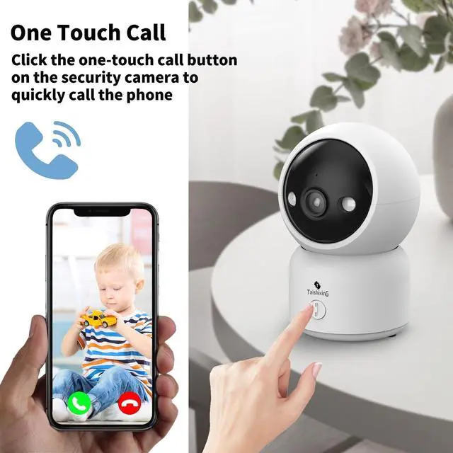 Alt view image 5 of 6 - 2K Indoor Security Camera 2 Packs, Baby Monitor&Pet Camera 360-Degree for Home Security, Support 5/2.4GHz Wi-Fi, One-Touch Calls, Smart Motion Tracking, Night Vision,Free Cloud Storage
