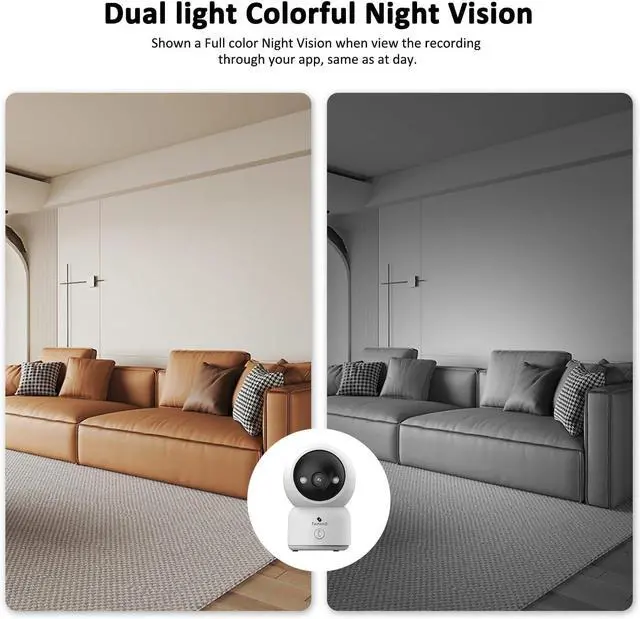 Alt view image 6 of 6 - 2K Indoor Security Camera 2 Packs, Baby Monitor&Pet Camera 360-Degree for Home Security, Support 5/2.4GHz Wi-Fi, One-Touch Calls, Smart Motion Tracking, Night Vision,Free Cloud Storage