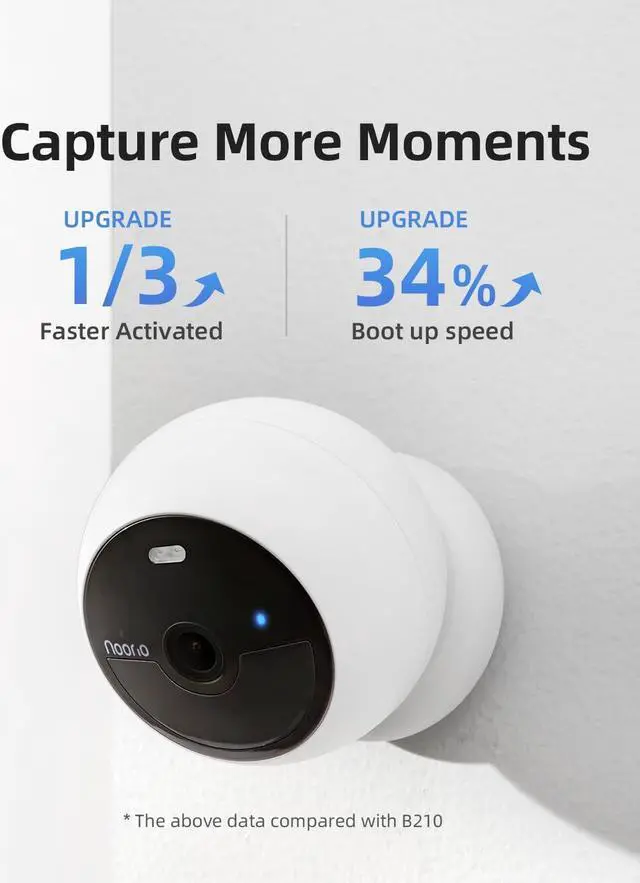 Alt view image 4 of 7 - Noorio B211 Security Camera Indoor Outdoor Wireless 2K+ Bluetooth Camera for Home Security, Motion Activated Security Camera Spotlight Color Night Vision 16GB Local Storage Work with Alexa Magntic
