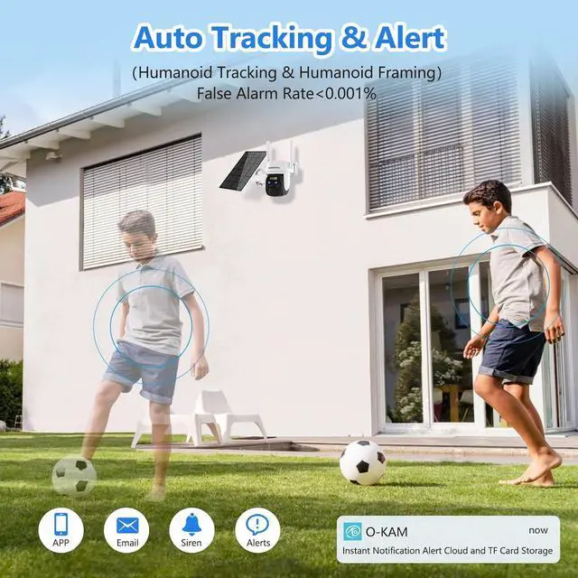 Alt view image 5 of 7 - Gadpiparty [ 8X Zoom ] 4K 5Dbi Security Cameras Wireless Outdoor, Battery Powered Solar Security Camera Outdoor 360° PTZ WiFi Camera with Spotlight Siren, Motion Detection,Color Night Vision,2.4/5GHz