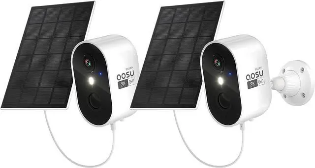Main image of AOSU 2K Solar Security Cameras Wireless Outdoor, Solar Outdoor Camera for Home Security, WiFi Camera with Color Night Vision, PIR Human Detection, 2-Way Talk, IP66 Waterproof (2 Pack)