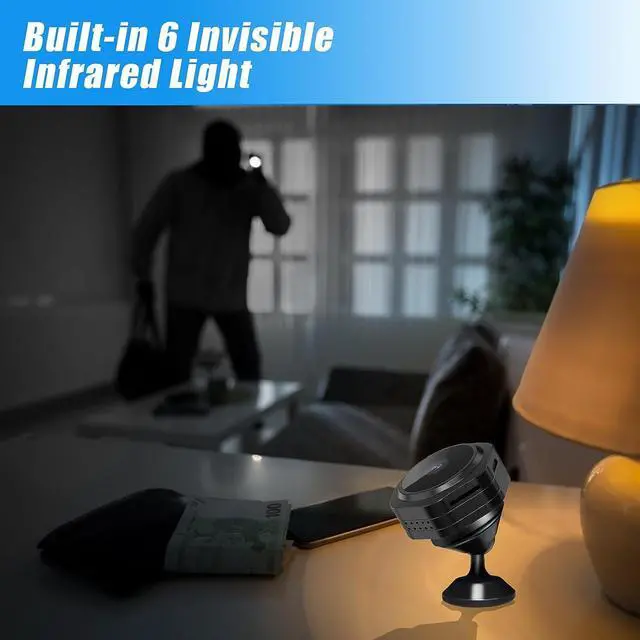 Alt view image 4 of 6 - Mini Spy Hidden Cameras 1080P HD Smallest Wireless Security Cameras Mini Battery Portable Nanny Cam Night Vision Motion Alerts Secret Surveillance Little Cameras for Indoor/Home