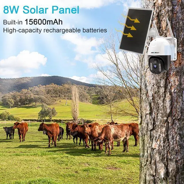 Alt view image 4 of 7 - GENBOLT 4G LTE Cellular Solar Security Camera Outdoor Wireless, 8W 15600mAh Battery Operated Surveillance Camera No WiFi, PTZ IP Camera System with SIM Card, PIR Siren Alarm with Humanoid Detection