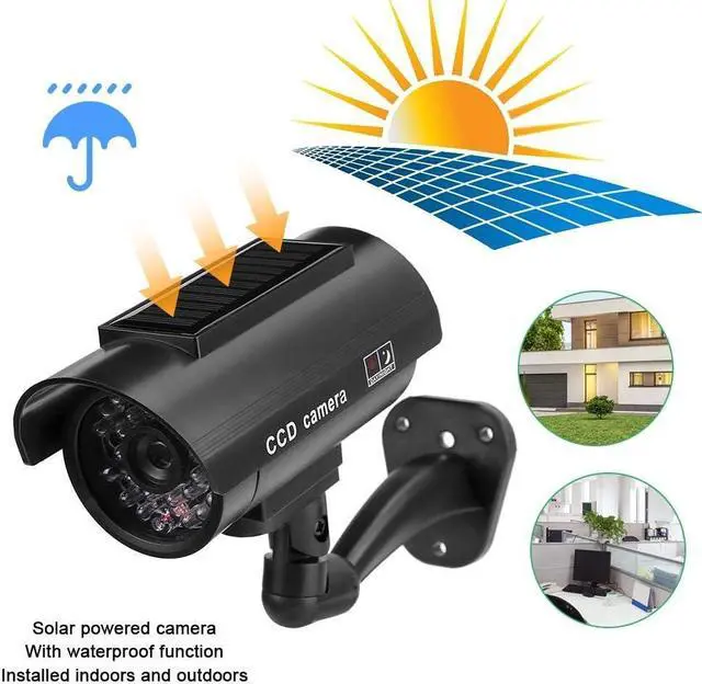 Alt view image 2 of 7 - Dioche Solar Power Dummy Fake Security Camera, Outdoor Shape Anti-Theft Surveillance Camera with Flashing LED Light