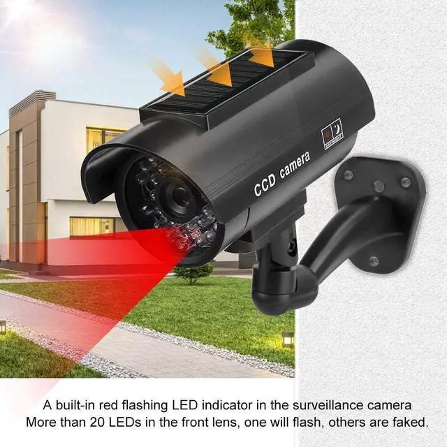 Alt view image 3 of 7 - Dioche Solar Power Dummy Fake Security Camera, Outdoor Shape Anti-Theft Surveillance Camera with Flashing LED Light