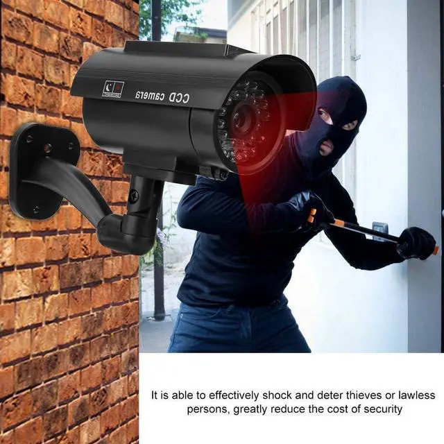 Alt view image 4 of 7 - Dioche Solar Power Dummy Fake Security Camera, Outdoor Shape Anti-Theft Surveillance Camera with Flashing LED Light