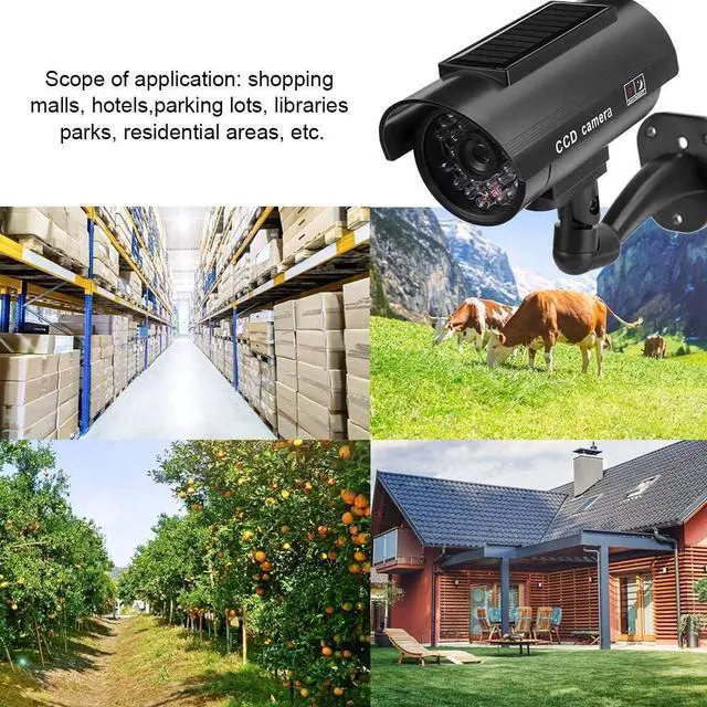 Alt view image 5 of 7 - Dioche Solar Power Dummy Fake Security Camera, Outdoor Shape Anti-Theft Surveillance Camera with Flashing LED Light