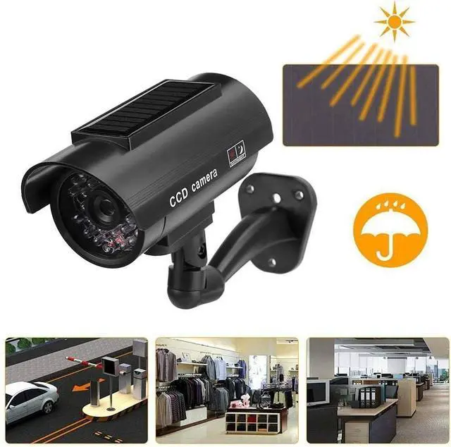 Alt view image 7 of 7 - Dioche Solar Power Dummy Fake Security Camera, Outdoor Shape Anti-Theft Surveillance Camera with Flashing LED Light