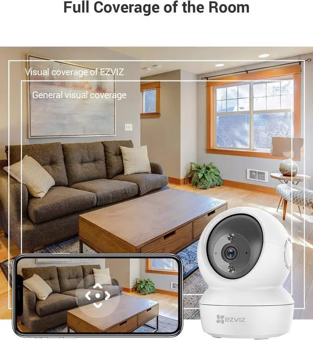 Alt view image 2 of 7 - EZVIZ Security Camera Pan/Tilt 1080P Indoor Dome, Smart IR Night Vision, Motion Detection, Auto Tracking, Baby/Pet Monitor, 2-Way Audio, Works with Alexa and Google(C6N)