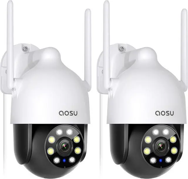 Main image of AOSU 2K Security Cameras Outdoor/Home, 360°Pan-Tilt View Timed Cruise 2.4G WiFi Security Camera with Motion Tracking, Spotlight & Siren, 2-Way Audio, Full Color Night Vision, Waterproof