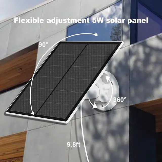 Alt view image 4 of 7 - Solar Panel for Security Camera, 5W USB Solar Panel for Micro USB and USB-C Port Outdoor Rechargeable Battery Camera, Solar Panels with 9.8ft Cable, Adjustable Wall Mount, IP65 Waterproof, 2 Pack