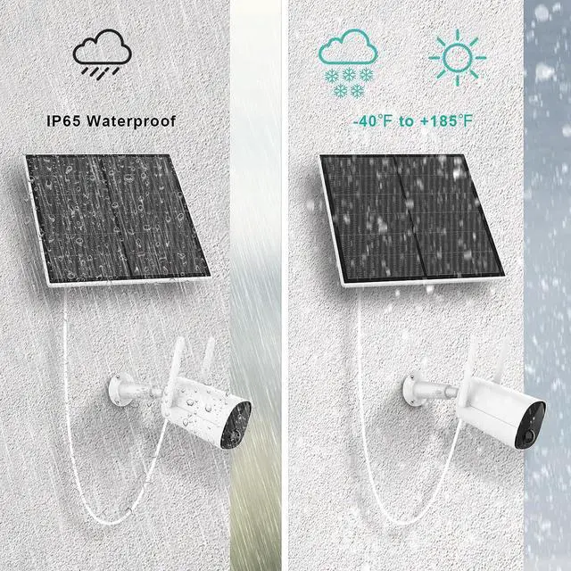 Alt view image 6 of 7 - Solar Panel for Security Camera, 5W USB Solar Panel for Micro USB and USB-C Port Outdoor Rechargeable Battery Camera, Solar Panels with 9.8ft Cable, Adjustable Wall Mount, IP65 Waterproof, 2 Pack