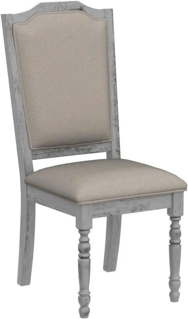 Alt view image 5 of 7 - Roundhill Furniture Iris Turned Leg Wood Dining Chair, Set of 2, Weathered White