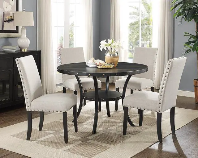 Alt view image 6 of 7 - Roundhill Furniture Biony Fabric Dining Chairs with Nailhead Trim, Set of 2, Tan