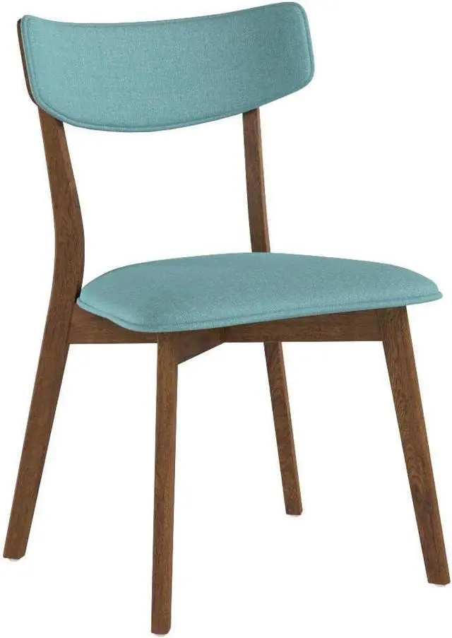 Alt view image 4 of 7 - Christopher Knight Home Abrielle Mid-Century Modern Fabric Dining Chairs with Natural Walnut Finished Rubberwood Frame, 2-Pcs Set, Mint / Natural Walnut