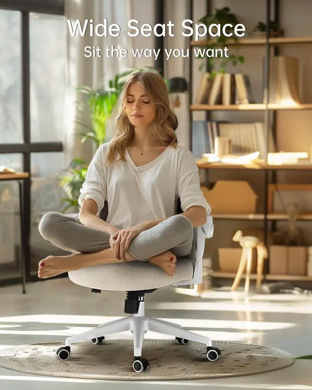 Alt view image 7 of 7 - Hbada Office Desk Chair with Flip-Up Armrests and Saddle Cushion, Ergonomic Office Chair with S-Shaped Backrest, Swivel, Mesh, Grey