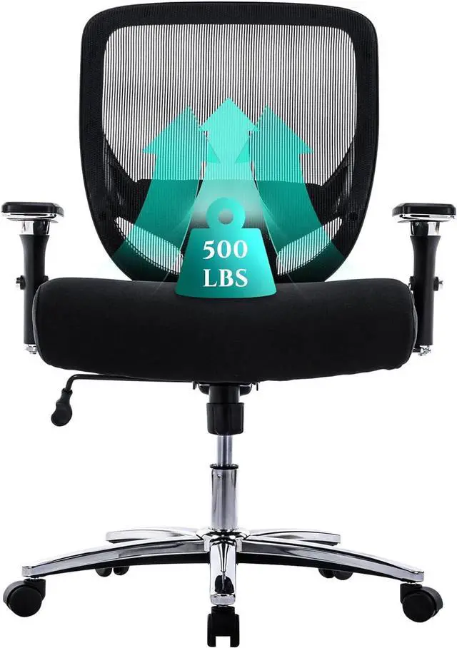 Main image of COLAMY Big and Tall Office Chair 500lbs, Heavy Duty Ergonomic Mesh Chair, Computer Executive Desk Chair with Wide Thick Seat, 4D Armrests, Adjustable Lumbar Support and Tilt-Black