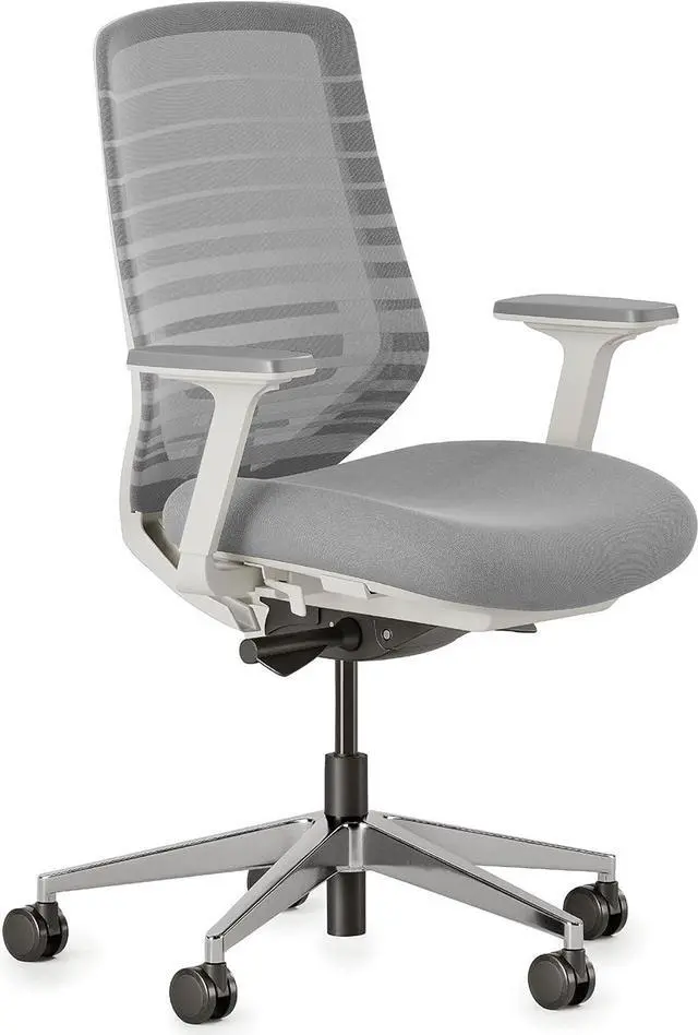 Main image of Branch Ergonomic Chair - A Versatile Desk Chair with Adjustable Lumbar Support, Breathable Mesh Backrest, and Smooth Wheels - Experience Optimal Comfort and Support - Pebble - White