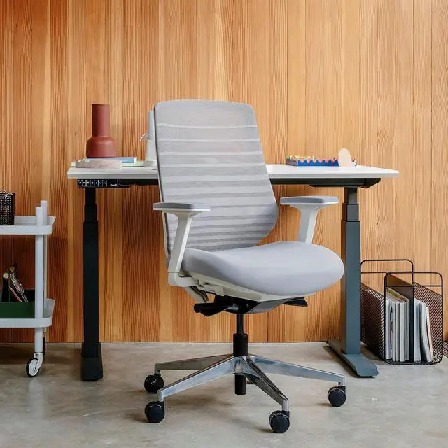 Alt view image 5 of 7 - Branch Ergonomic Chair - A Versatile Desk Chair with Adjustable Lumbar Support, Breathable Mesh Backrest, and Smooth Wheels - Experience Optimal Comfort and Support - Pebble - White