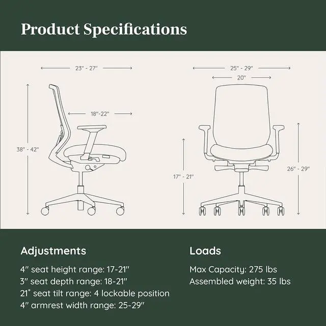 Alt view image 2 of 7 - Branch Ergonomic Chair - A Versatile Desk Chair with Adjustable Lumbar Support, Breathable Mesh Backrest, and Smooth Wheels - Experience Optimal Comfort and Support - Baltic
