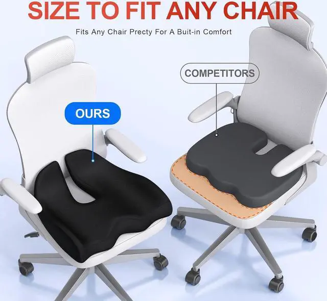 Alt view image 2 of 7 - Benazcap X Large Memory Seat Cushion for Office Chair Ergonomic Cushions Butt Pillow for Pressure Relief Sciatica & Pain Relief Memory Foam for Long Sitting for Gaming Chair and Car Seat
