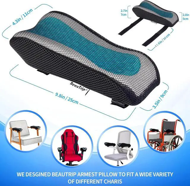 Alt view image 5 of 7 - BEAUTRIP Ergonomic Armrest Pads- Office Chair Arm Rest Cover Pillow - Elbow Support Cushion for Computer, Gaming and Desk Chairs (Set of 2, Mesh Cover)