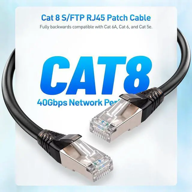 Alt view image 2 of 7 - Cable Matters 2-Pack, 40Gbps Shielded Short Cat 8 Ethernet Cable 10ft/3m in Black (2000 Mhz Category 8 Ethernet Cable, Cat8 Internet Cable, Gaming Ethernet Cable, LAN Cable Cat 8) - 10 Feet/3 m
