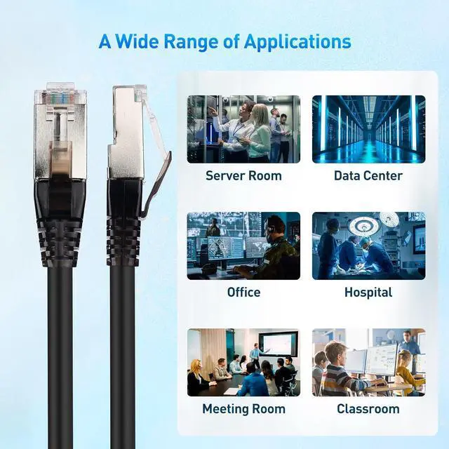 Alt view image 7 of 7 - Cable Matters 2-Pack, 40Gbps Shielded Short Cat 8 Ethernet Cable 10ft/3m in Black (2000 Mhz Category 8 Ethernet Cable, Cat8 Internet Cable, Gaming Ethernet Cable, LAN Cable Cat 8) - 10 Feet/3 m