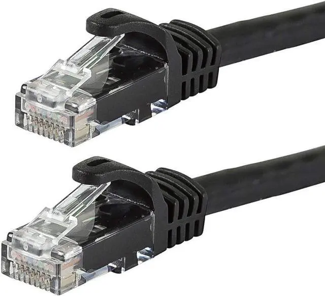 Main image of Monoprice Cat5e Ethernet Patch Cable - Snagless RJ45, Stranded, 350Mhz, UTP, 24AWG, 100 Feet, Black - Flexboot Series