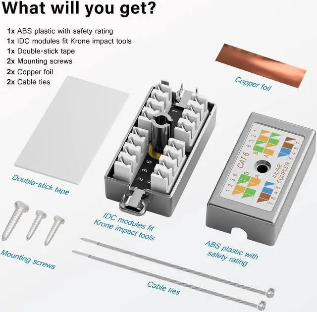 Alt view image 5 of 6 - Iwillink 5-Pack 10Gbps Shielded Ethernet Junction Box,Cat6 Junction Box, Punch Down Type