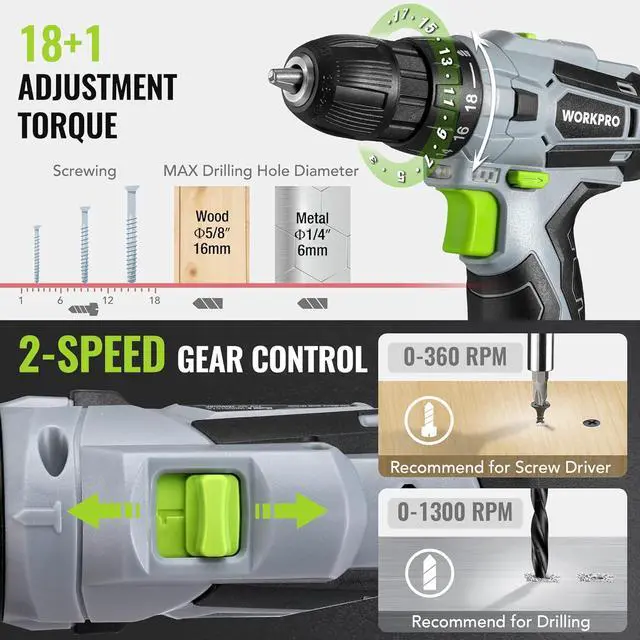 Alt view image 6 of 7 - Home Tool Kit with Power Drill 108PCS Power Home Tool Set with 12V 1.5 Ah Battery Powered Screwdriver and Tool Box Electric Cordless Drill Set with Keyless Chuck and Variable Speed Trigger