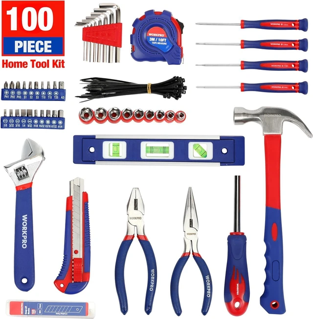 Alt view image 2 of 7 - WORKPRO Home Tool Kit, 100-Piece Kitchen Drawer Household Hand Tool Set with Easy Carrying Pouch
