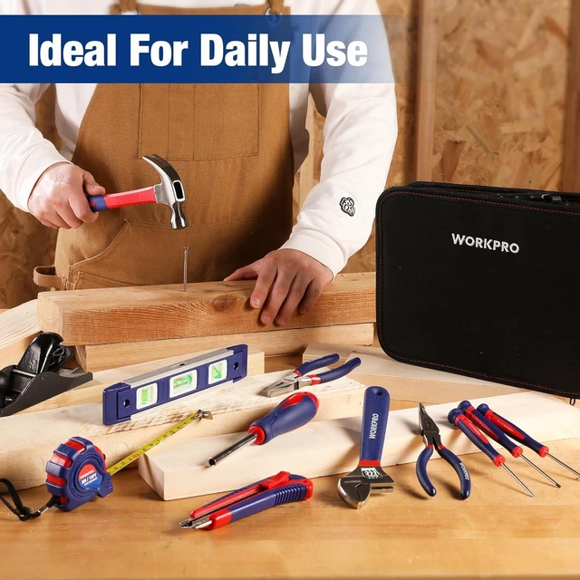 Alt view image 3 of 7 - WORKPRO Home Tool Kit, 100-Piece Kitchen Drawer Household Hand Tool Set with Easy Carrying Pouch