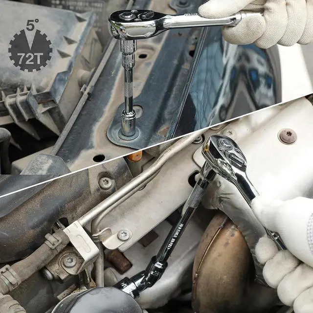 Alt view image 5 of 7 - CASOMAN 1/4-Inch & 3/8-Inch Drive, SAE and Metric Socket Set, Standard and Deep Sizes, with Ratchet, Extension Bars and Universal Joint, 94-Pieces 1/4" Drive and 3/8" Dr. Socket Super Set