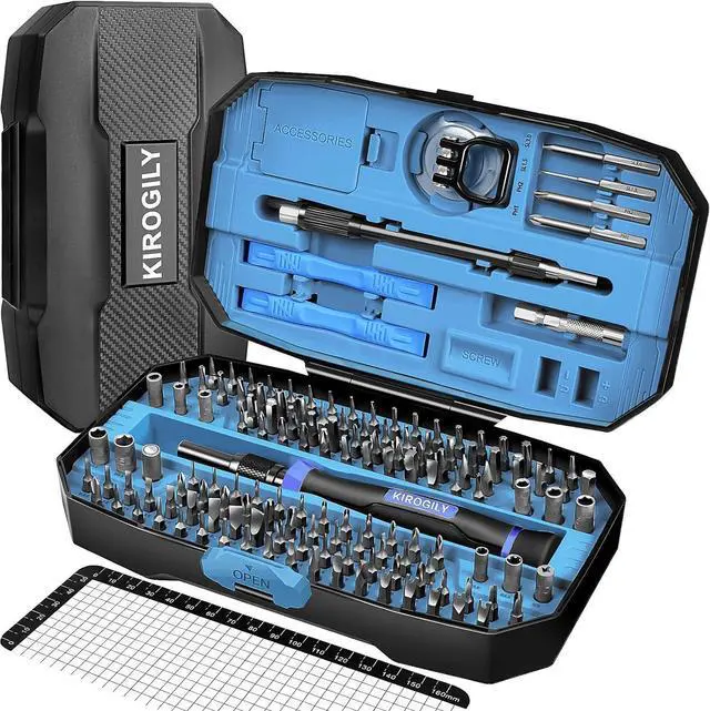 Main image of KIROGILY Precision Screwdriver Set, 154 in 1 Small Screwdriver Set, Mini Screwdriver Magnetic Repair Tool Kit for Electronics Computer PC Laptop MacBook iPhone RC PS4 PS5 Nintendo XboxBlue
