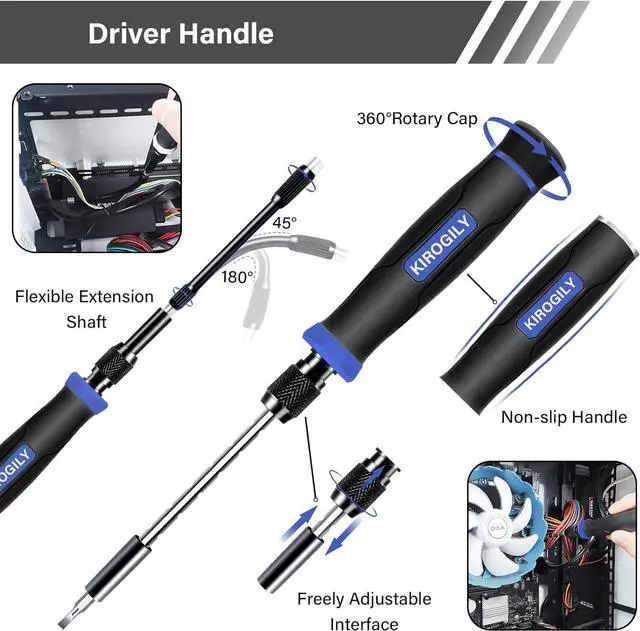 Alt view image 3 of 6 - KIROGILY Precision Screwdriver Set, 154 in 1 Small Screwdriver Set, Mini Screwdriver Magnetic Repair Tool Kit for Electronics Computer PC Laptop MacBook iPhone RC PS4 PS5 Nintendo XboxBlue