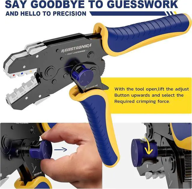 Alt view image 2 of 6 - 8PCS Rapid Replace Ratchet Crimping Tool Set with Pressure Regulating, Automatic Wire Stripper Heat Shrink, Non-Insulated, Open Barrel, Solar, Ferrule Connectors