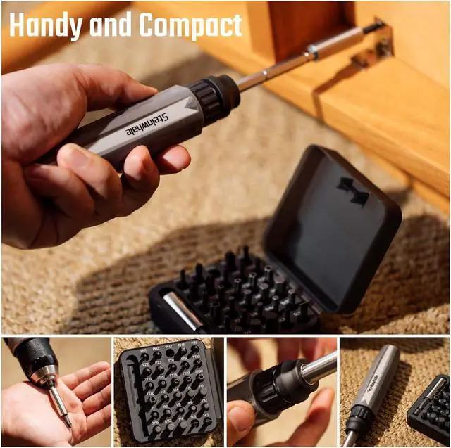 Alt view image 2 of 7 - Steinwhale 32 in 1 Ratchet Screwdriver Set with Push-Eject Extension Rod, 48-Tooth Gear Ratchet, Antislip Soft Handle, Magnetic Bit Holder, 30pcs S2 Steel Bits, Excellent Handling and Versatile Use